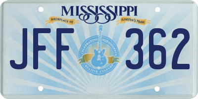 MS license plate JFF362
