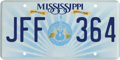 MS license plate JFF364