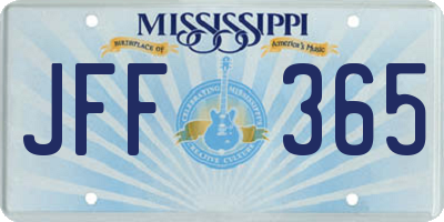 MS license plate JFF365
