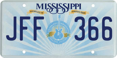 MS license plate JFF366