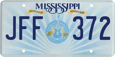 MS license plate JFF372