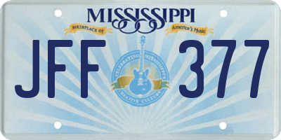 MS license plate JFF377