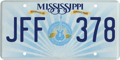 MS license plate JFF378