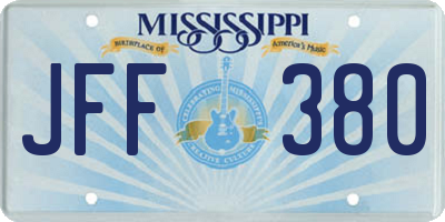 MS license plate JFF380