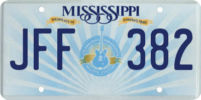 MS license plate JFF382