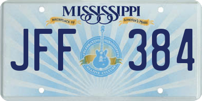 MS license plate JFF384