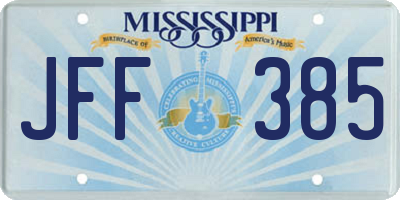 MS license plate JFF385