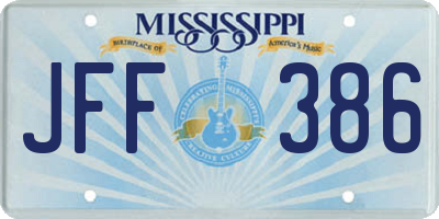 MS license plate JFF386