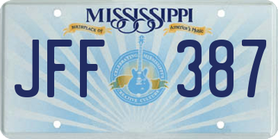 MS license plate JFF387