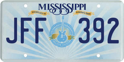 MS license plate JFF392
