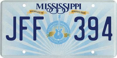 MS license plate JFF394