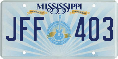 MS license plate JFF403