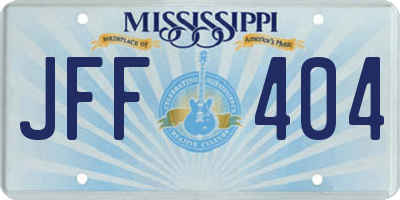 MS license plate JFF404