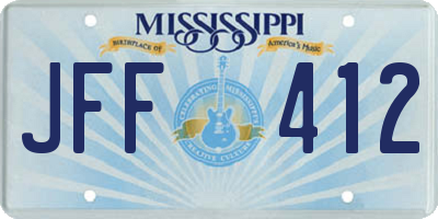MS license plate JFF412