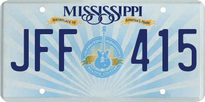 MS license plate JFF415