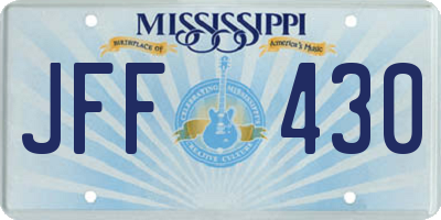 MS license plate JFF430