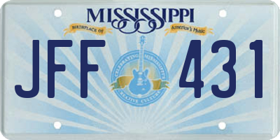 MS license plate JFF431