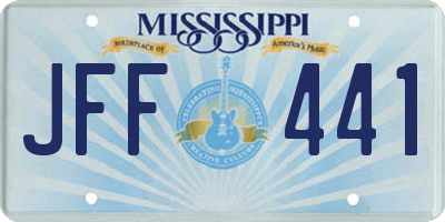 MS license plate JFF441