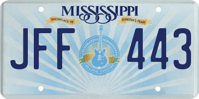 MS license plate JFF443