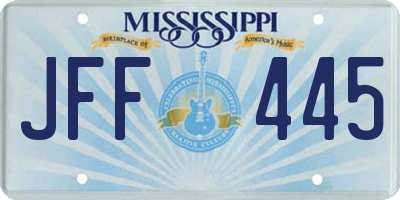 MS license plate JFF445
