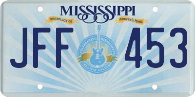 MS license plate JFF453