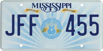 MS license plate JFF455
