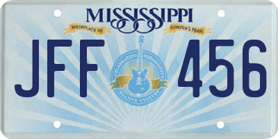 MS license plate JFF456