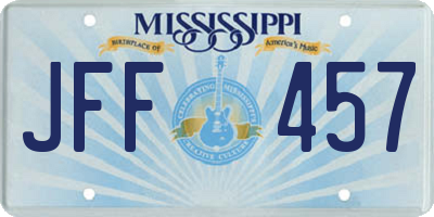 MS license plate JFF457