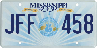 MS license plate JFF458