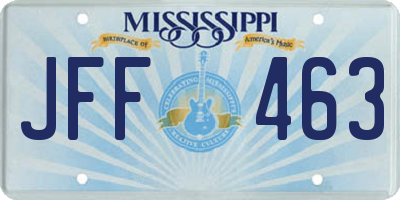 MS license plate JFF463