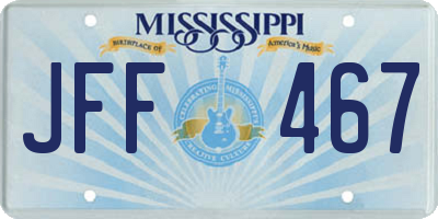 MS license plate JFF467