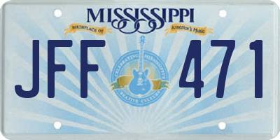 MS license plate JFF471
