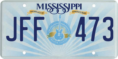 MS license plate JFF473