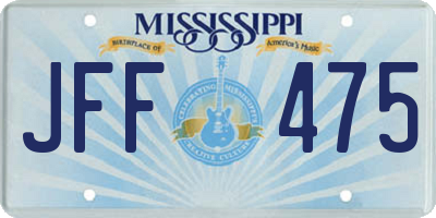 MS license plate JFF475