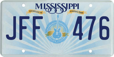 MS license plate JFF476