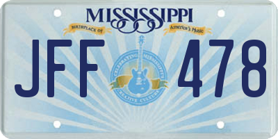 MS license plate JFF478
