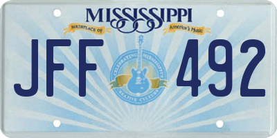MS license plate JFF492