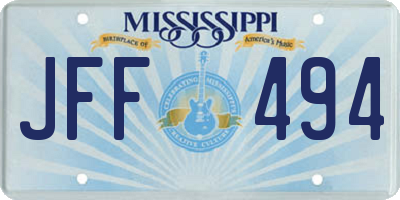 MS license plate JFF494