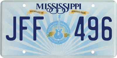 MS license plate JFF496