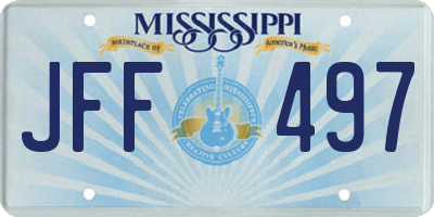 MS license plate JFF497