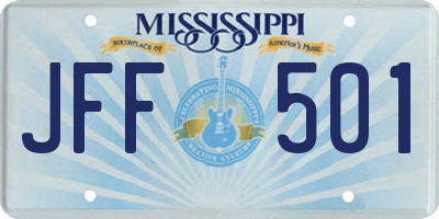 MS license plate JFF501