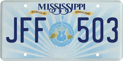 MS license plate JFF503