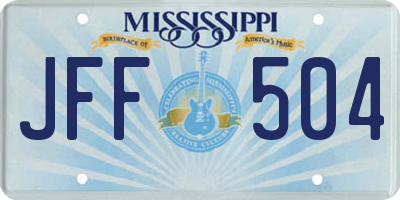 MS license plate JFF504