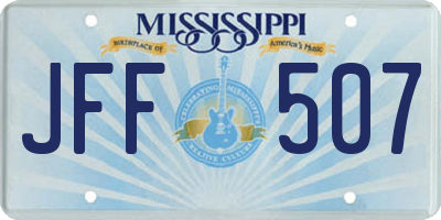 MS license plate JFF507