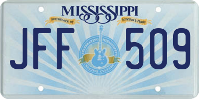 MS license plate JFF509