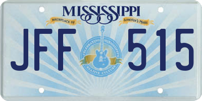 MS license plate JFF515