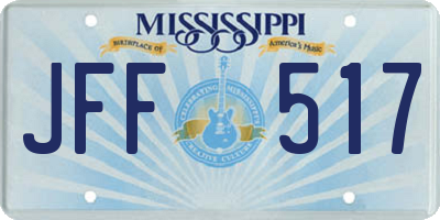 MS license plate JFF517