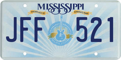MS license plate JFF521
