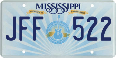 MS license plate JFF522