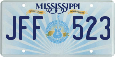MS license plate JFF523